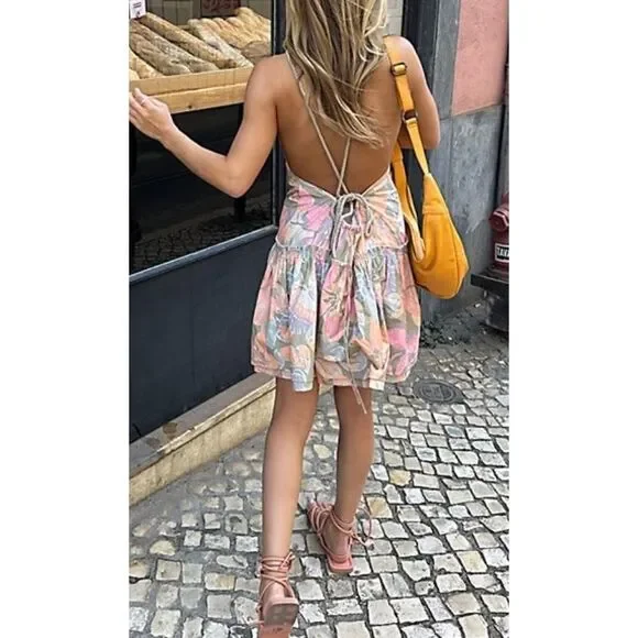 Free People Deserted Island Mini Dress In Rainforest Combo Size S - Picture 2 of 13